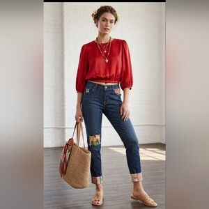 7 For All Mankind Blue Jeans with Patchwork